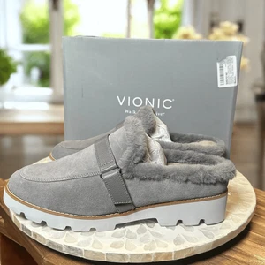 Vionic Kailen orthopädische Lammfell Slipper Pantolette Hausschuhe Damen 10 flauschig gefüttert Co - Bild 1 von 12