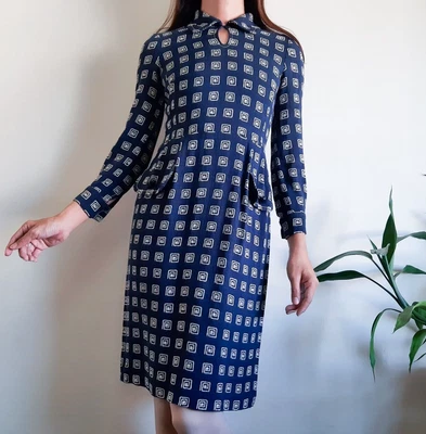 Vestido PIERRE BALMAIN Vintage Años 70 Abstracto Tejido Tela Mujer Talla Xs Foto 1 de 4