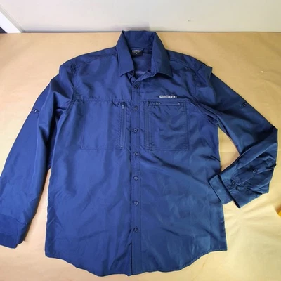 Shimano Blue Long Sleeve Vented Fishing Shirt Men's Size M Medium  - Image 1 of 4