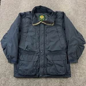 Vintage Cabela's Goose Down Jacket Mens XL Navy Blue Coat Parka Nylon Field Barn - Picture 1 of 6