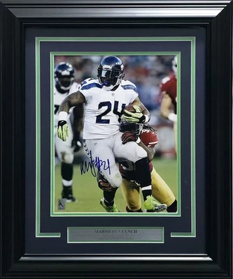 Foto autografiada enmarcada de Marshawn Lynch 11x14 Seattle Seahawks ML #14676 Foto 1 de 4