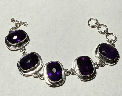 JTV African  Amethyst Sterling Bracelet  Modernist Design 7" 48.00ctw - Image 1 of 2