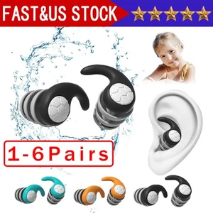Reusable Silicone Ear Plugs Noise Cancelling Earplugs Protector Study Sleep Swim - Picture 1 of 28