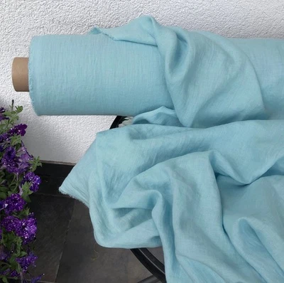 Light Sky Baby Blue Linen Fabric by the Yard Sewing, Apparel & Home Décor - Image 1 of 4