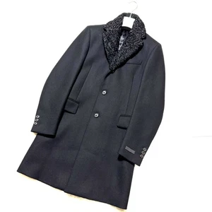 Authentic Excellent Condition Prada Collar Persian Lamb Fur Long Coat 44 Black - Picture 1 of 13