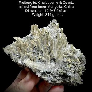 Fine Freibergite, Chalcopyrite & Quartz Crystals from Inner Mongolia, China #105 - Picture 1 of 5
