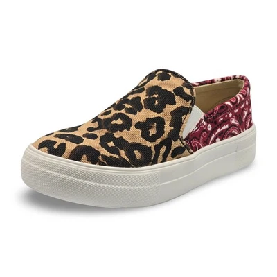 Tênis plataforma casual Steve Madden Gills leopardo veludo biqueira arredondada - Imagem 1 de 4