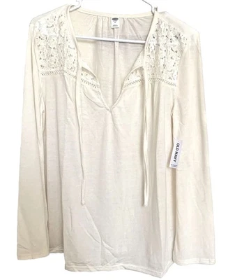Old Navy Women's Cream Long Sleeve Shirt Size M Medium NWT - Image 1 of 4