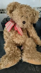 Russ Winston Teddy Bear Red Stripe Bow Soft Toy Plush - Picture 1 of 5