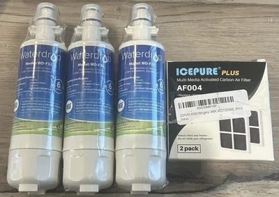3 Waterdrop WD-F32 Water Filters & 2 ICEPURE Plus Carbon Filter (New & Sealed) - Image 1 of 3