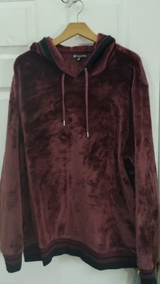 Толстовка с капюшоном INC International Concepts пушистая мягкая велюровая бордовая, размер XL - Изображение 1 из 4
