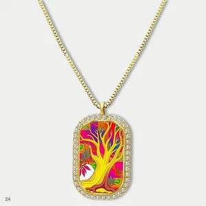 Increíble Colorido Árbol de la Vida Colgante Collar Cadena Impresa Etiqueta de Perro Cadena Regalo - Imagen 1 de 4