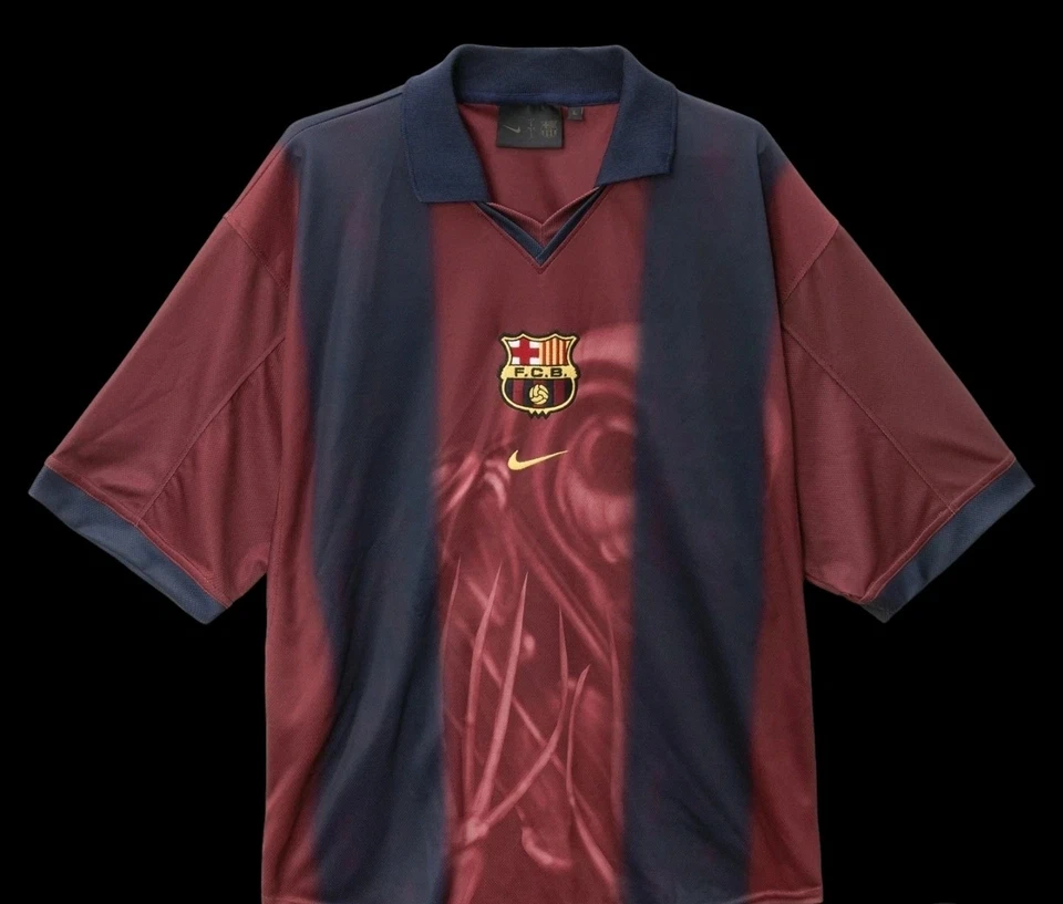 Travis Scott x Nike FC Barcelona Retro 2000/01 Home Skeleton Soccer Jersey