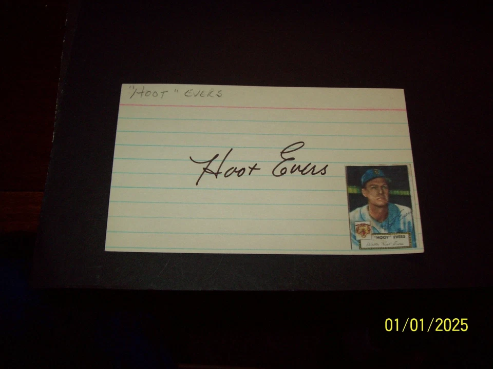 "Hoot" Evers (1921-1991) signed 3x5 - Image 1 of 1