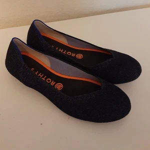 Rothy's The Flat marineblau metallic Strick Ballerinas Komfort Größe 8,5 gebraucht, in einwandfreiem Zustand - Bild 1 von 10