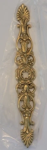 NOS NEW OLD STOCK ORNATE Vintage Brass Backplate KNOB PULL  6.5" ORNATE DETAIL Cover