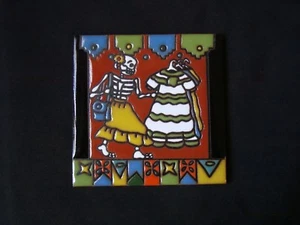 6"X6" Day of Dead Mexican Tile, Girl and Dress, Project Kitchen wall - Picture 1 of 3