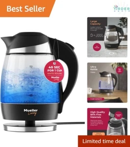 1500W Cordless Borosilicate Electric Kettle - 1.8L Rapid Boil with Auto Shut-Off - Picture 1 of 11