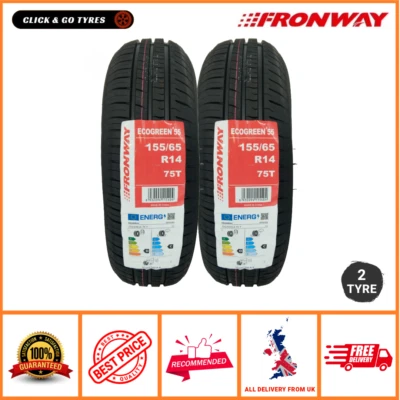 2 x 155 65 14 - 155/65R14 FRONWAY ECOGREEN 55 75T Tyre - Fuel Efficient  1556514 - Image 1 of 4