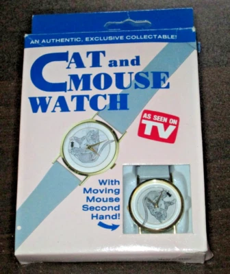 Reloj de cuarzo vintage Cat&Mouse Chase batería nueva 8 1/2" *VIDEO* probado Foto 1 de 4