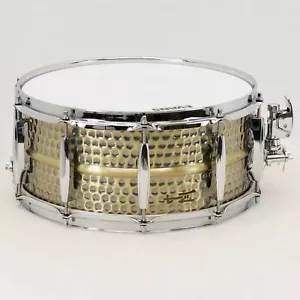 TreeHouse Custom Drums 6½x14 Hammered Brass Snare Drum w/Beaded Dunnett Strainer - Picture 1 of 7