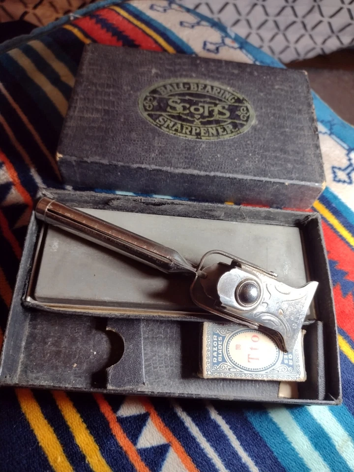 * DE COLECCIÓN * Afilador de rodamientos de bolas Scotts piedra de afilar antigua afilar PAT 1918 Foto 1 de 4