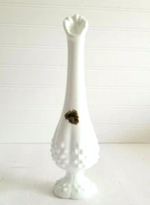 Vintage Fenton Swung Vase White Milk Glass Hobnail 9.5" - Picture 1 of 12