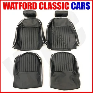 Fundas de asiento Triumph Spitfire/GT6 1 par de fundas de vinilo y reposacabezas negro/blanco - Imagen 1 de 9