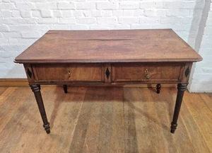 Antique Danish large inlaid 2 drawer library table - console side table - Picture 1 of 21