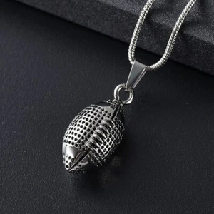 Collar de cenizas colgante urna de cremación corazón de rugby memoria funeral - Imagen 1 de 6