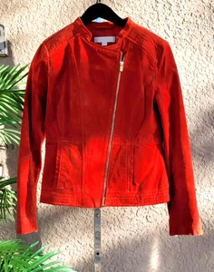 Red Suede Moto Jacket Size M - Picture 1 of 5
