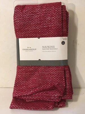 Target Threshold 20 x 20 Napkin 4 Pack Red Silver Twinkle Stripe 2017 - Image 1 of 4