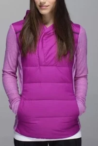 LULULEMON FLUFF OFF Jacket Pullover Size 6 Down Puff UV Pink Herringbone - Picture 1 of 3