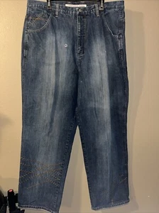 Vintage Pure Playaz Baggy Wide Leg Skate Hip Hop Blue Jeans Size 42x34 Y2K 90s - Picture 1 of 7