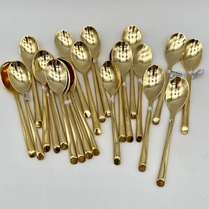 Towle Living Collection Wave Gold Tone Flatware 18/0 Dessert Spoon Replacement - Picture 1 of 7