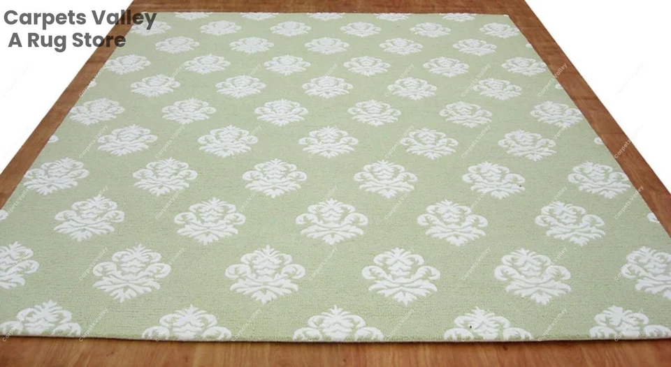 Damask Green, Hand-Tufted Wool Handmade Area Rug Carpet for Any Room - Image 1 of 1