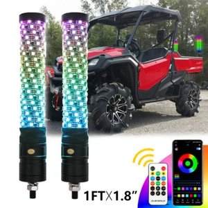 1FT Spiral RGB LED Whip Fat Lights Antenna Music Chasing For Honda Pioneer 1000 - Picture 1 of 13