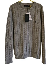 Men’s Ralph Lauren Grey Knit Jumper - Fits Medium Size - Picture 1 of 4