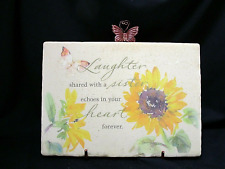 Ceramic Rectangle Vintage Plaque with Stand, Laughter, Sister, Heart, INV 64774