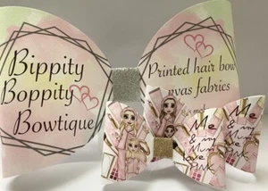 PINK MAKEUP 4" PRINTED CANVAS FABRIC BOW LOOPS TO MAKE YOUR OWN HAIR BOWS - Picture 1 of 4