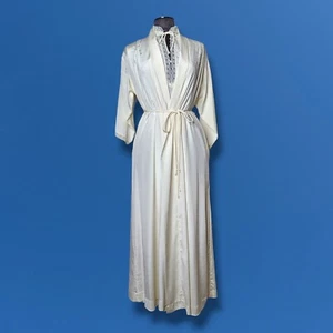VTG Christian Dior Lingerie Full Length Nightgown & Robe Ivory White Medium - Picture 1 of 10
