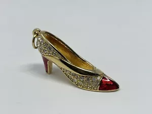 Vintage Swarovski Schwan Pave Kristalle & rote Emaille High Heel Schuh Anhänger - Bild 1 von 6