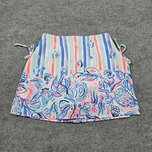 Lilly Pulitzer Skort Womens 2 Blue Floral Stripes Stretch Wicking Casual Ladies - Picture 1 of 11