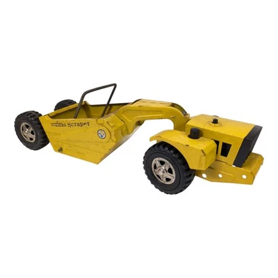 Vintage Tonka Mini Scraper Earth Mover Pressed Steel Yellow 13.5" Long - Image 1 of 4