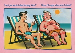 Gay postcard inspired by vintage British saucy seaside humour: Vicar - Picture 1 of 2