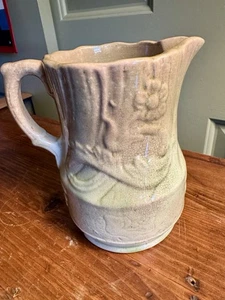 Antiker Majolika Krug 6" grün & braun unbeschriftet - Bild 1 von 4