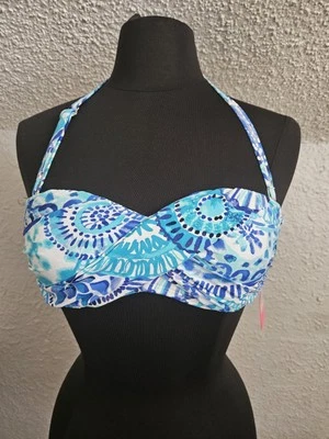 Top de bikini Lilly Pulitzer Cay Twist Bandeau azul talla 6 nuevo con etiquetas Foto 1 de 4