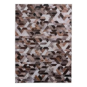 Linon Laredo Lockhart Polyester Faux Cowhide 3' X 5' Accent Rug in Brown - Picture 1 of 8