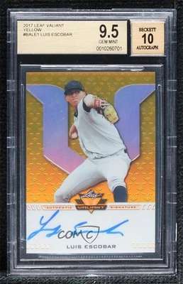 2017 Leaf Valiant Draft Yellow /10 Luis Escobar #BA-LE1 BGS 9.5 GEM MINT Auto - Image 1 of 2