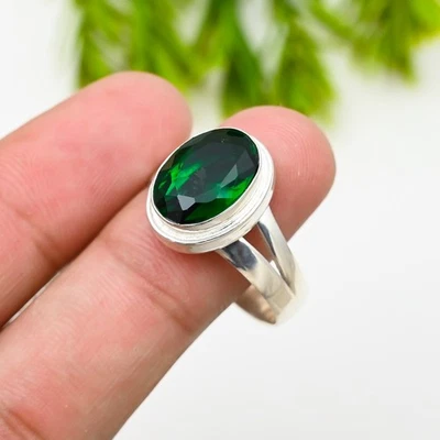 Chrome Diopside Gemstone 925 Sterling Silver Ring Handmade Jewelry Ring For Gift - Image 1 of 4
